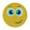 Side Smirk With Big Eyes Yellow Emoji Embroidery Design