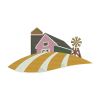 Vintage Barn House With Silo and Windmill Embroidery Design