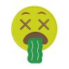 Yellow Cross Face Vomiting Barf Emoticon Emoji Embroidery Design