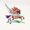 Colorful Flying Pegasus Horse Embroidery Design