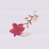 Leaf Accented Pink Flower Embroidery Design