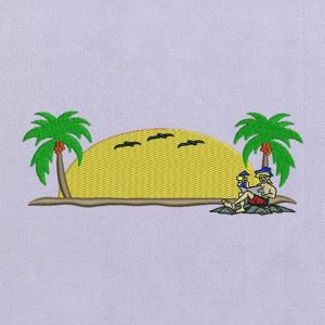 Guy Chilling on the Beach Embroidery Design