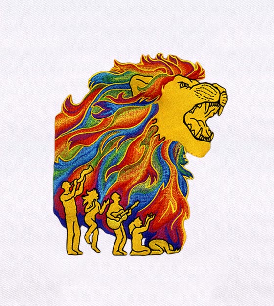 Colorful Roaring Lion Embroidery Design DigitEMB