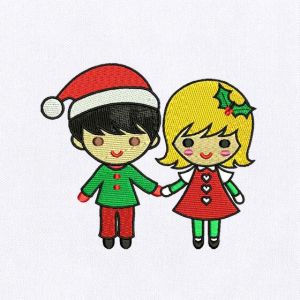 Christmas Boy and Girl Embroidery Design