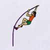 Energetic Woman Pole Vaulter Embroidery Design
