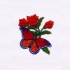 Butterfly and Red Rose Embroidery Design