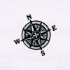 Classic Black and White Compass Embroidery Design