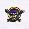 Baseball Enamored Pirate Skull Embroidery Design