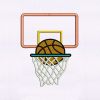 Basket Dunking Orange Basketball Embroidery Design