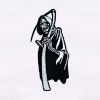 Black and White Hooded Grim Reaper Embroidery Design