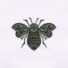Finely Detailed Monotone Bee Embroidery Design