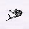 Black Detailed Bony Fish Embroidery Design