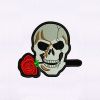 Red Rose Gritting Skull Embroidery Design