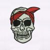 Cool Red Bandana Wearing Skull Embroidery Design
