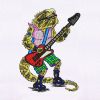 Metal Guitarist Iguana Lizard Embroidery Design