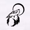 Wolf Facing Howling Moon Embroidery Design