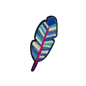 Pink and Blue Feather Iron on Patch