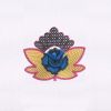 Crown Encrusted Blue Flower Embroidery Design