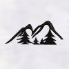 Black Mountains and Trees Machine Embroidery Design