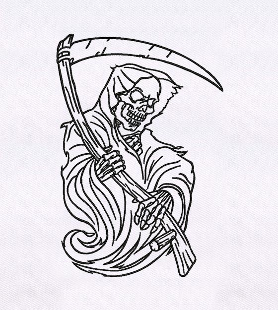 Dangerous Skeletal Grim Reaper Embroidery Design – DigitEMB