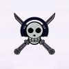 Headphones Wearing Skull and Swords Embroidery Design