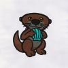 Cute Otter with Seashell Embroidery Design