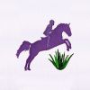Leaping Purple Jockey and Horse Embroidery Design