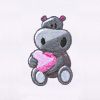 Lovable Heart Carrying Hippo Embroidery Design