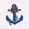 Red Bow and Blue Anchor Embroidery Design