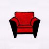 Stylish Red Leather Sofa Chair Embroidery Design