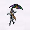 Umbrella Hoisting Tall Man Embroidery Design