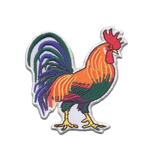 DigitEMB Rooster Iron On Patch - Colorful Chicken Farm Bird Applique