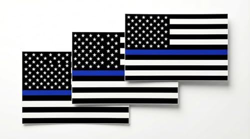 DigitEMB Thin Blue Line Flag Stickers American Flag 3 Pack Car Decals