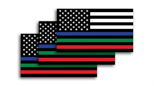 DigitEMB First Responder Flag Stickers 3 Pack American Flag Car Decal
