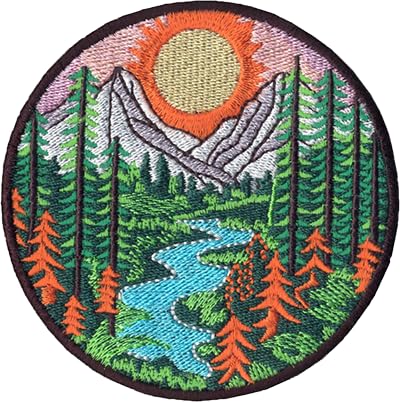 DigitEMB Mountain Nature Patch Iron On Patches Hiking Camping Outdoor