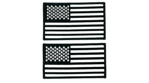 DigitEMB Black American Flag Iron On Patches, 2 Pack, 3 & 1.5 Inch