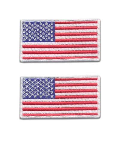 DigitEMB American Flag Iron On Patches, 2 Pack, 3 x 1.6, 1.5 x 1 in