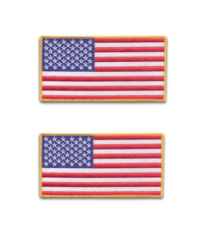 DigitEMB American Flag Iron On Patches, 2 Pack, 3 x 1.6, 1.5 x 1 in