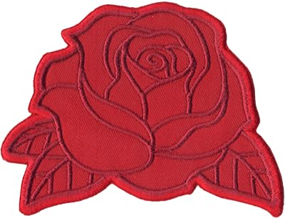 DigitEMB Red Rose Iron On Patch - Embroidered Applique for Clothes