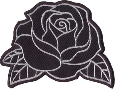 DigitEMB Black Rose Iron On Patch - Embroidered Floral Applique
