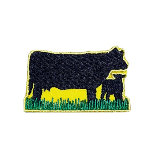 DigitEMB Cow & Calf Patch Iron On Farm Animal Embroidered Western Ranch