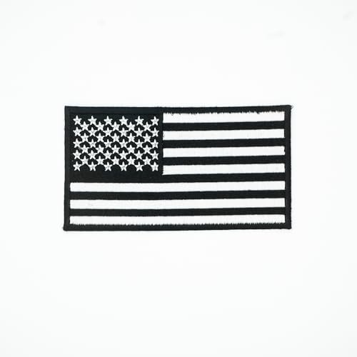 DigitEMB Black & White American Flag Patch 5" x 2.77" Extra Large Embroidered Subdued USA Flag Iron On & Sew On Patch Tactical Military Morale Badge for Jackets, Vests, Hats, Backpacks & Gear