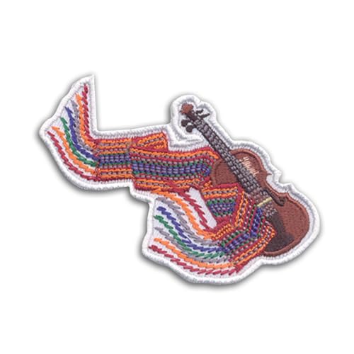 DigitEMB Colorful Violin Embroidered Patch Iron On Sew On Music Instrument Applique for Jackets, Backpacks, Hats, Jeans & DIY Clothing (2.75" x 3.75")