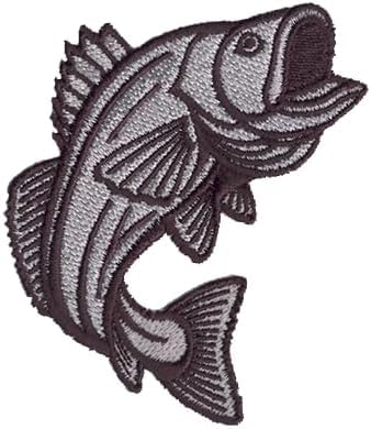 DigitEMB Bass Fish Iron On Patch, Embroidered Sew On Fishing Applique