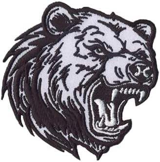 DigitEMB Angry Bear Head Iron On Patch, Embroidered Sew On for Jackets